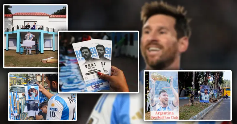 মেসির ভারত সফর ঘিরে বিভিন্ন আয়োজন ও সাজসজ্জা করা হয়েছে